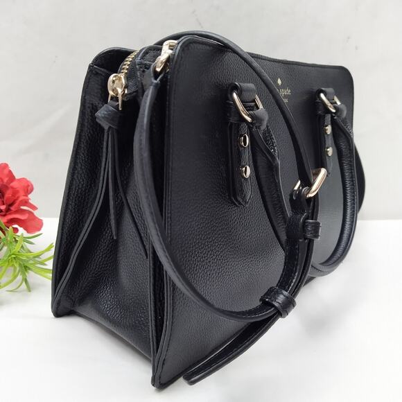 Kate Spade New York Mulberry Street Black Pebbled Leather Top Handle Satchel Bag - Picture 2 of 16